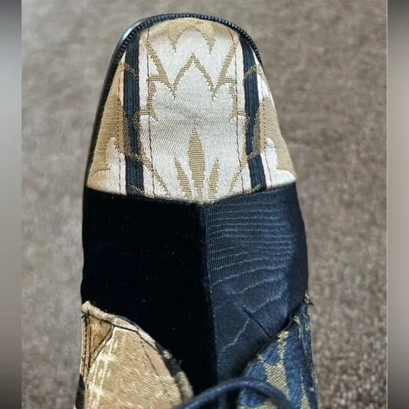 🖤RARE GOTH DREAMS Vintage 80s90s Knee High Velvet Tapestry Patchwork Boots🖤 - Picture 16 of 16